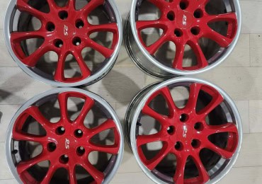 Porsche 996 GT3 RS OEM 18″ Wheel Set 5×130 Red Finish
