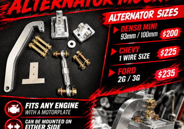 Billet adjustable front motorplate alternator mounts